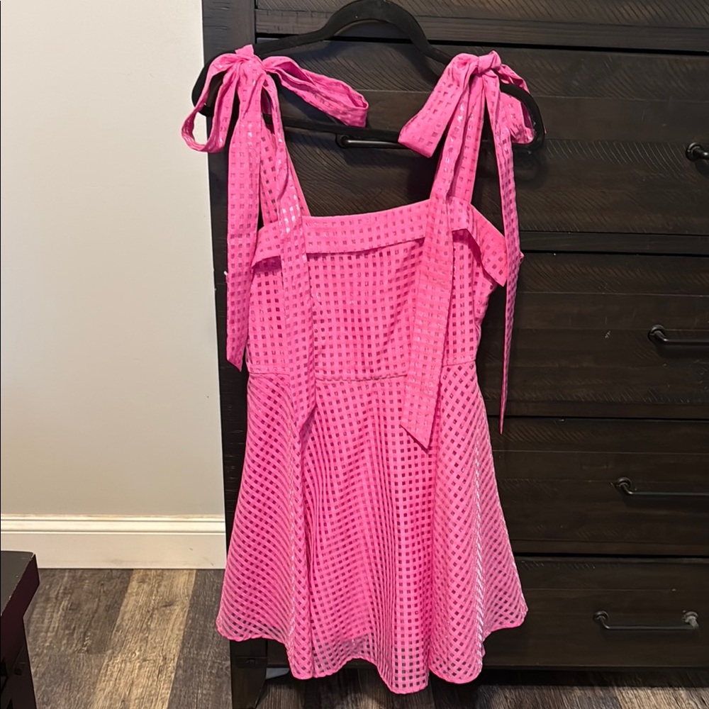 Pink Sleeveless Dress with Bow Straps